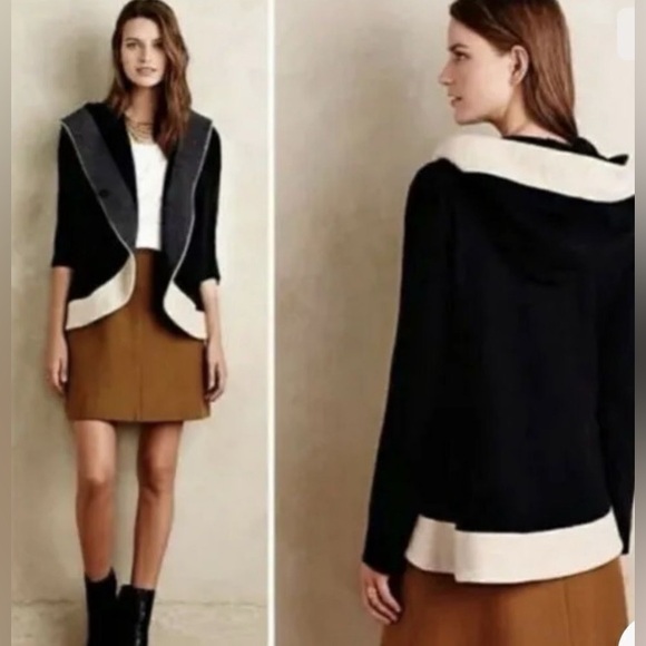 Anthropology Rosie Neira Neim Colorblock Wool Hoodie Jacket Size Small - Picture 2 of 10